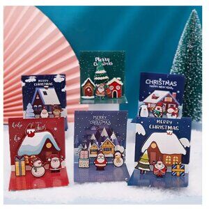 Set of 6 - 3D Pop-Up Christmas Cards -arrange yourself- Santa, Pinguin & Snowman